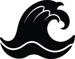 Naklejka premium ocean wave icon vector silhouette on transparent background