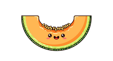 Cute Cartoon Melon Slice Sweet Summer Fruit Illustration