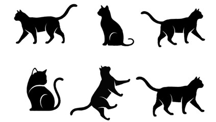 set of cats silhouettes
