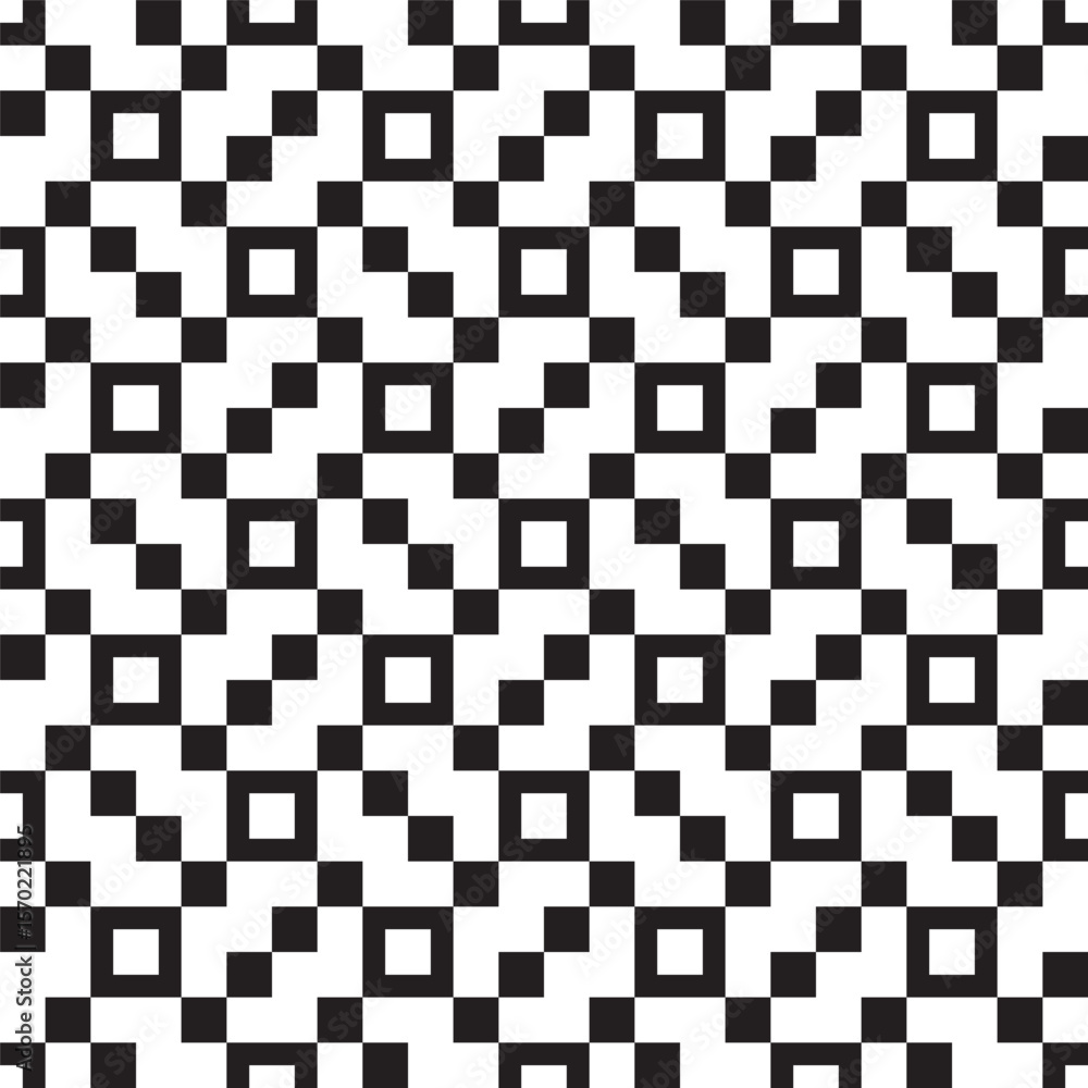 Aufkleber geometric monochrome pixelated square box seamless repeating pattern background