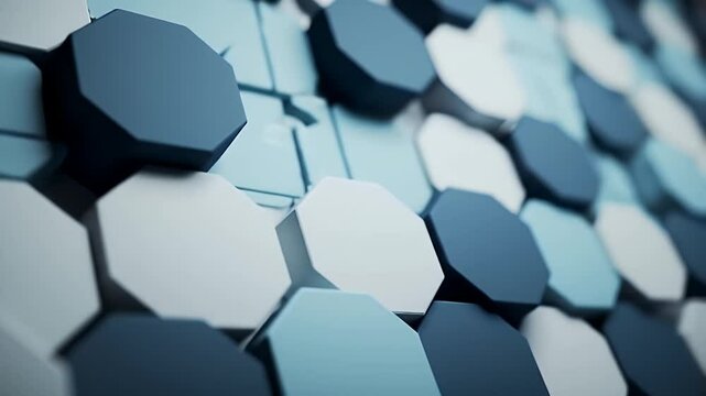 Abstract Geometric Pattern of Dark Blue Light Blue and White Octagon Tiles a Modern Background Design for Adobe Stock
