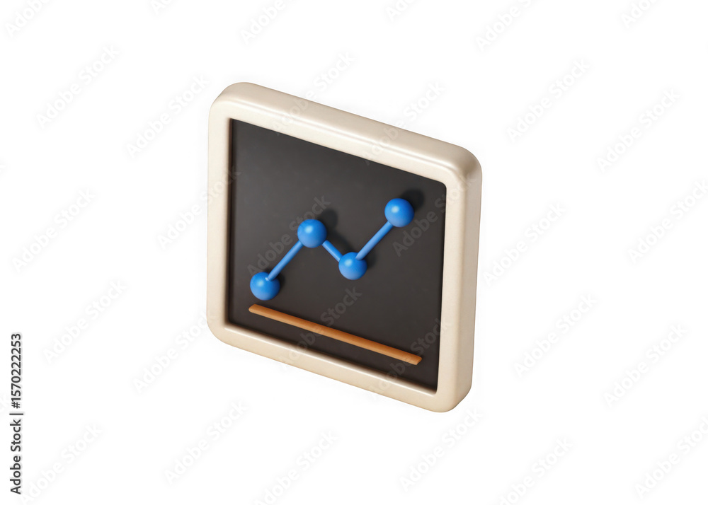 Poster 3d infographic chart with blue nodes and lines on a dark board isolated on transparent background