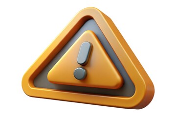 Warning sign PNG icon 3d isolated transparent background alert danger caution symbol safety hazard security exclamation triangle clipping path. Notification attention critical problem alarm message.