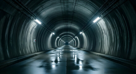 Illuminated Tunnel Vision With Wet Surface And Circular Shape Design