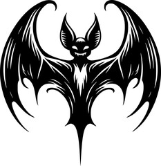 bat flying in Halloween sky, line art for printing, digital design and decor