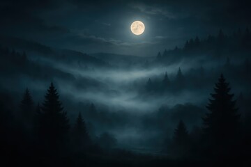 Fototapeta premium Atmospheric Cinematic Fog: Dramatic Lighting Effects and Mystical Environmental Ambiance