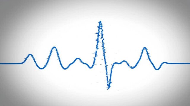 A waveform growing in amplitude and glitching out at its peak, symbolizing an emotional outburst


