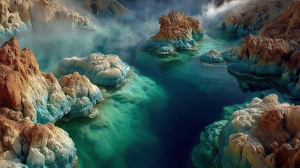 Vibrant mineral hot springs