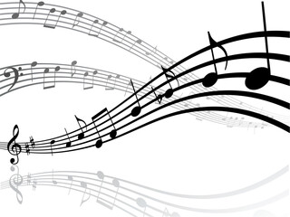 Abstract Musical Notes Background Wavy Melody Illustration