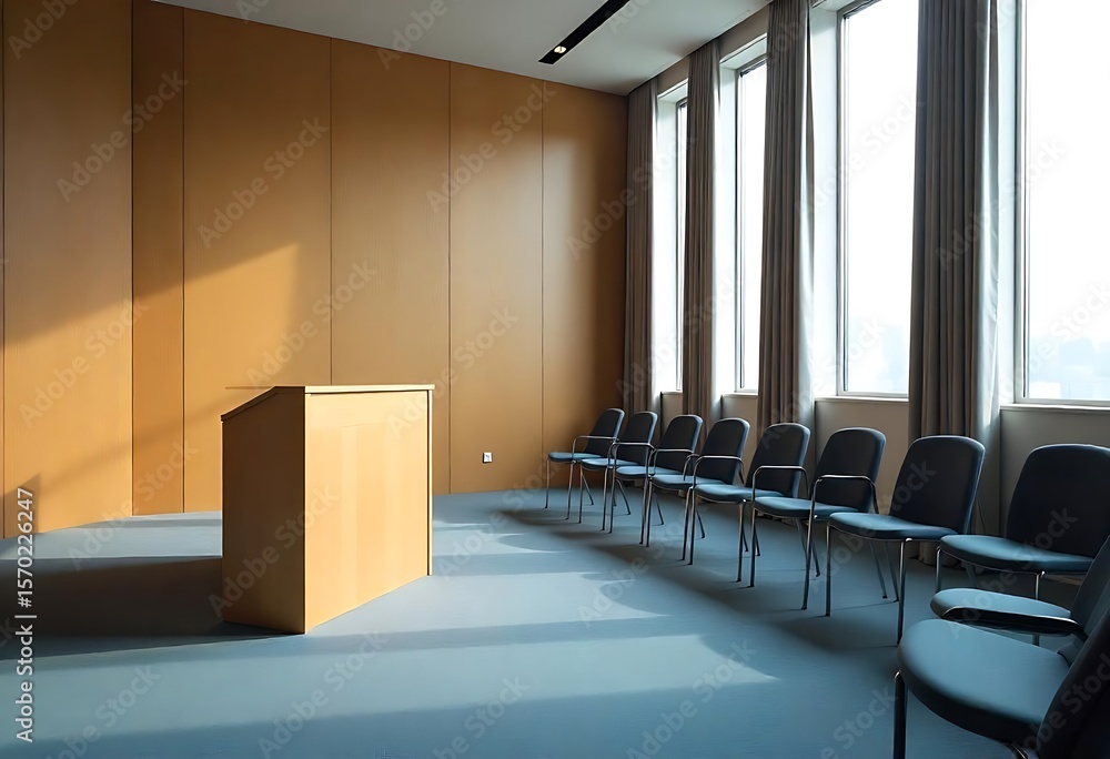 Aufkleber generative ai empty corporate lecture hall and meeting space