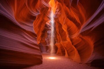 Mesmerizing Antelope Canyon with flowing sandstone walls and ethereal light beams creating magical natural architecture