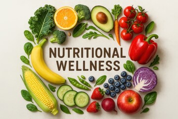 Nutritional Wellness: Healthy Food Arrangement Symbolizing Gut Health and Nutritional Balance