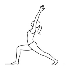 Yoga Pose Single Line Art Woman Warrior Vector Illustration
