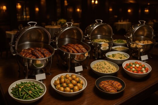 Gourmet catering service with artisanal cuisine and premium presentation for luxury events