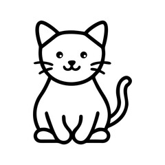 Cute cat illustration. Sitting kitten character. Domestic animal icon. Feline pet vector.