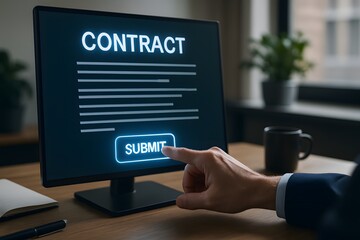 Contract submit online digital agreement form business document electronic signature deal sign process