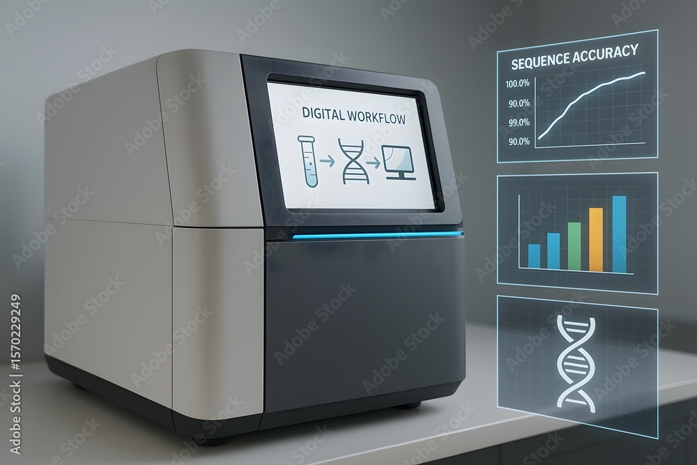 Aufkleber digital workflow dna sequence accuracy analysis laboratory equipment technology research device