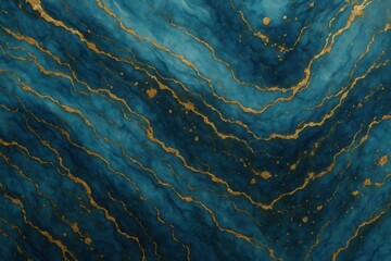 Fototapeta premium Luxurious blue marble texture with elegant gold veining creating sophisticated abstract background pattern