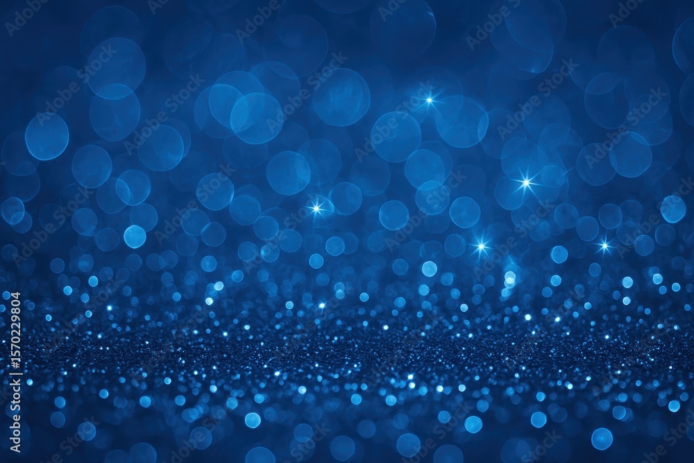 Poster mesmerizing sapphire blue bokeh background with shimmering crystalline particles creating luxury abs