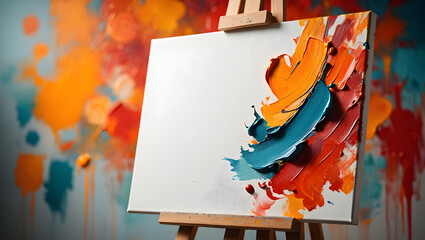 Abstract Expressionist Painting Process Capturing Vibrant Colors and Textures on a Canvas