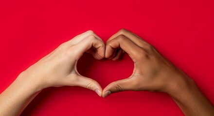 Obraz premium Two hands forming a heart shape, symbolizing love and unity. 