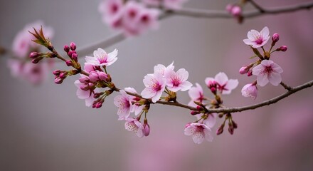 Cherry Blossom Elegance: Delicate cherry blossom branch captured in a moment of spring, showcasing the beauty and elegance of nature's artistry, creating a sense of serenity.