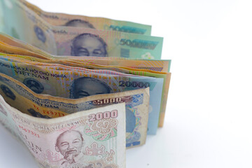 Vietnamese dong banknotes. Money concept