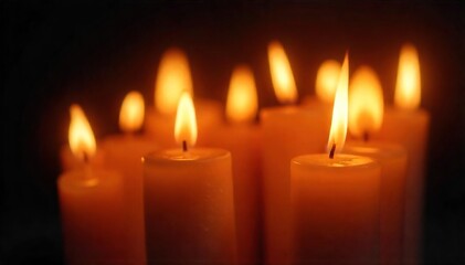 Flickering Candlelight Ethereal Flames and Spiritual Serenity - Stock Photo