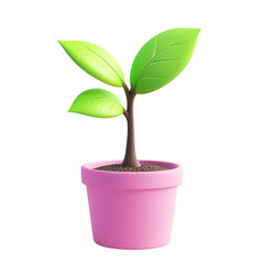 Fototapeta premium A small plant in a pink pot isolated on transparent background.