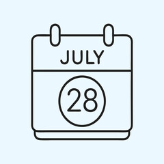Fototapeta premium Vector Calendar Date Illustration for July 28
