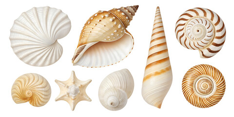 Shell collection isolated on transparent background
