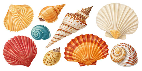 Shell collection isolated on transparent background
