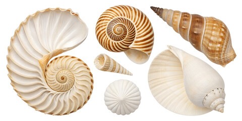 Shell collection isolated on transparent background
