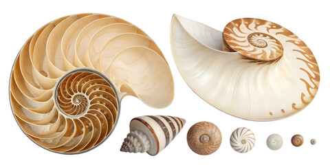 Shell collection isolated on transparent background
