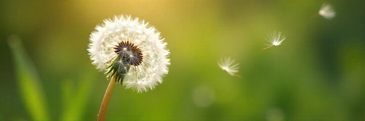 Dandelion Seeds Floating on a Gentle Breeze A Whimsical Childhood Scene of Growth and Freedom