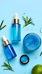Nourishing Blue Skincare Products With Fresh Rosemary and Lime For Healthy Skin