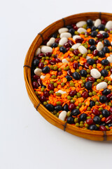 Colorful mixed beans and lentils, packed with plant-based protein and fiber
