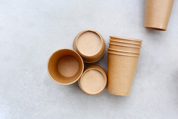 Brown paper cups, disposable glass