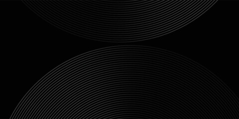 Abstract black glowing geometric lines modern shiny gray circle lines pattern, Modern black gray gradient rings. Suitable for banner, cover, poster, website, presentation, brochure,modern