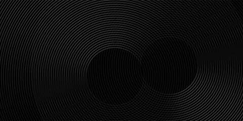 Abstract black glowing geometric lines modern shiny gray circle lines pattern, Modern black gray gradient rings. Suitable for banner, cover, poster, website, presentation, brochure,modern