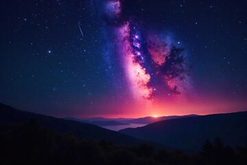 Breathtaking Meteor Shower Illuminates Night Sky over Majestic Landscape