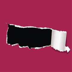 Torn Paper Hole Background Crimson Red with Black Reveal