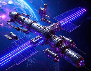 Futuristic space station orbiting Earth (1)