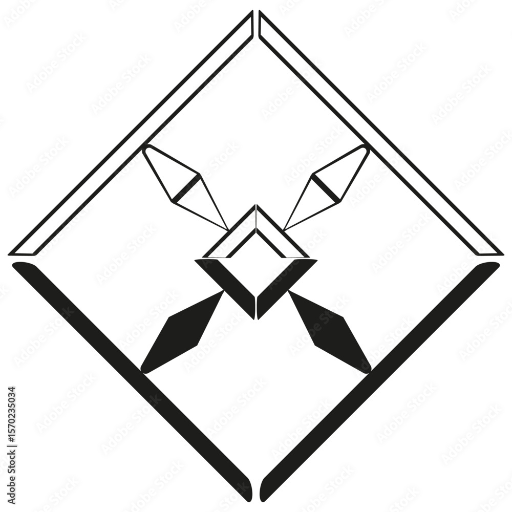 Poster square chain icon. link connection symbol. geometric bond vector. block attachment emblem.