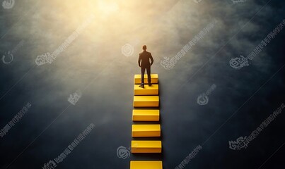
Get a raise. Men climbs career ladder of success. Going on a new level. Success, self improvement skills and abilities. Achieve life goals. Progress and professional growth

