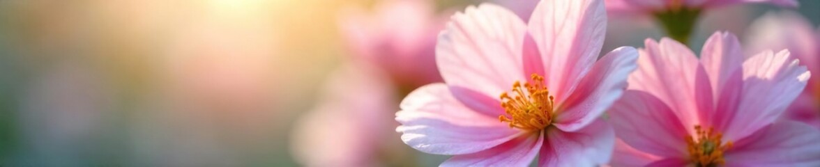 Delicate Pastel Flowers Soft Spring Morning Light, Peaceful Floral Close-up