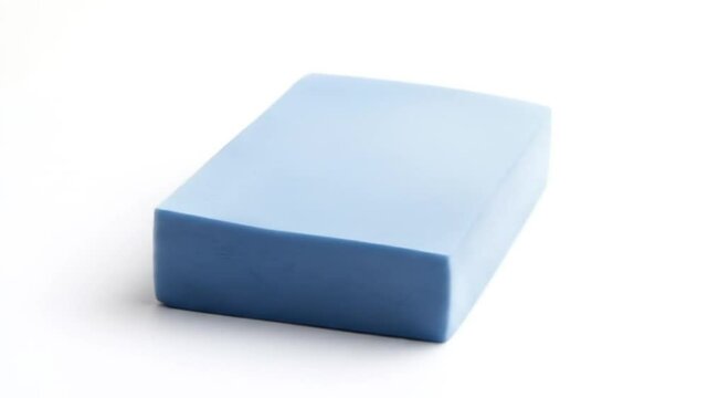 Rectangular blue block casts soft shadow