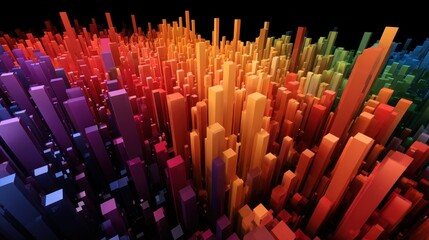 Abstract cityscape of colorful blocks