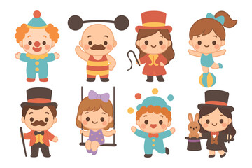 Cute circus characters vector illustration for children's design in flat style