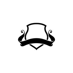 Shield frame with ribbon vector logo icon template